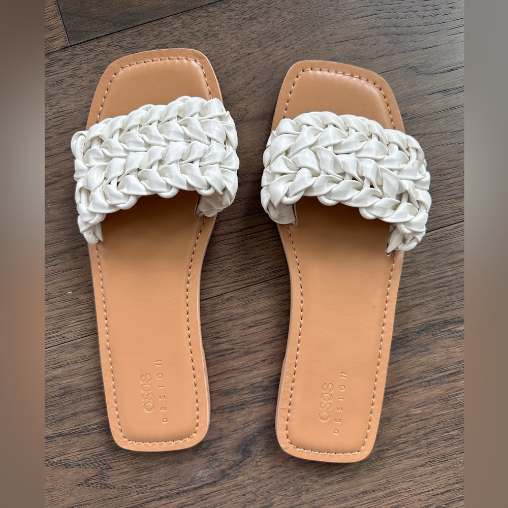 NEW Women's ASOS White Braided Sandals